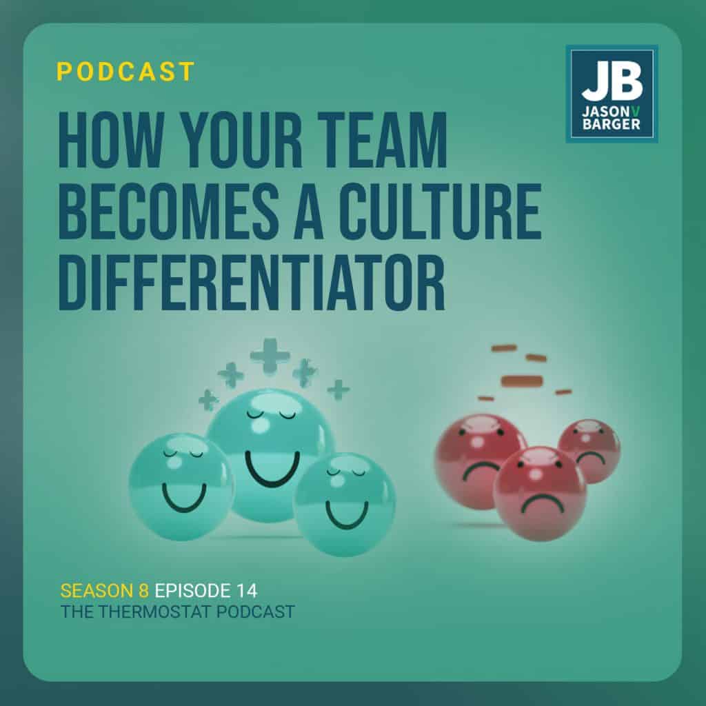 Season 8 Episode 14: How Your Team Becomes A Culture Differentiator. Image of two smile bubbles, One group of bubbles is smiling and the other is frowning.